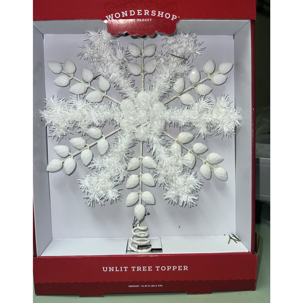 Wondershop Snowflake Unlit Metal Christmas Tree Topper White New